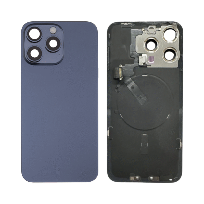 iphone 15 pro max back glass with wireless nfc & magsafe magnet (blue titanium)