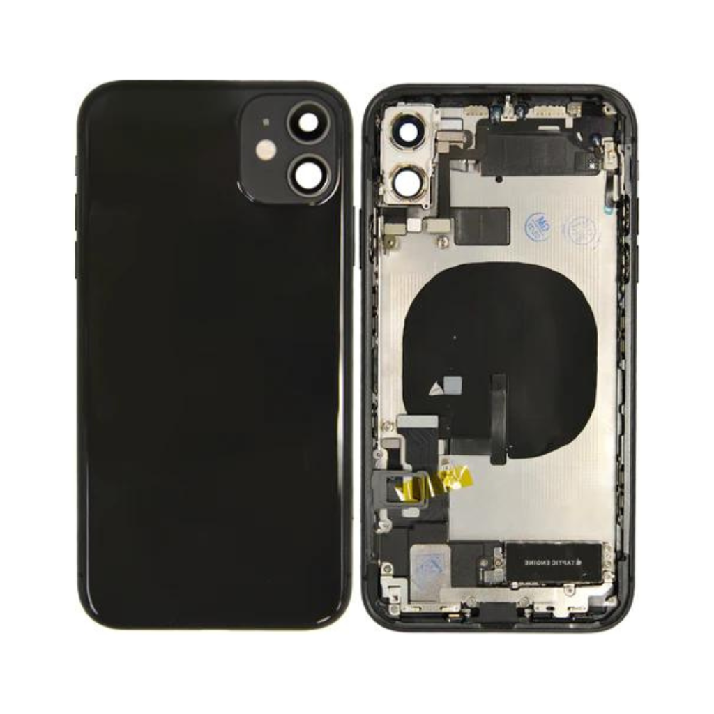 oem pulled iphone 11 housing (a /b+ grade) with small parts installed black (with logo)
