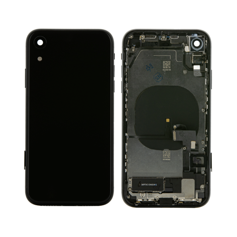 oem pulled iphone xr housing (b grade) with small parts installed black (with logo)