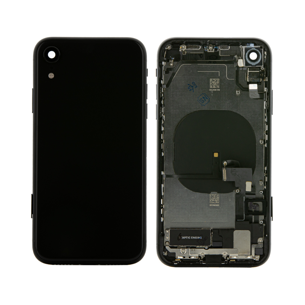 oem pulled iphone xr housing (b grade) with small parts installed black (with logo)