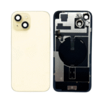 iphone 15 back glass with steel plate, wireless nfc charging magsafe magnet & flashlight flex (yellow)