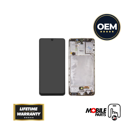 samsung galaxy a31 oled assembly with frame black (glass change)