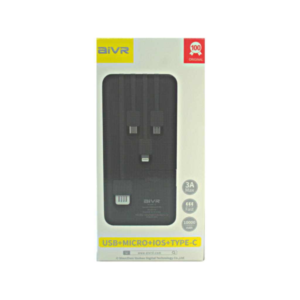 power bank with charging cables (black)