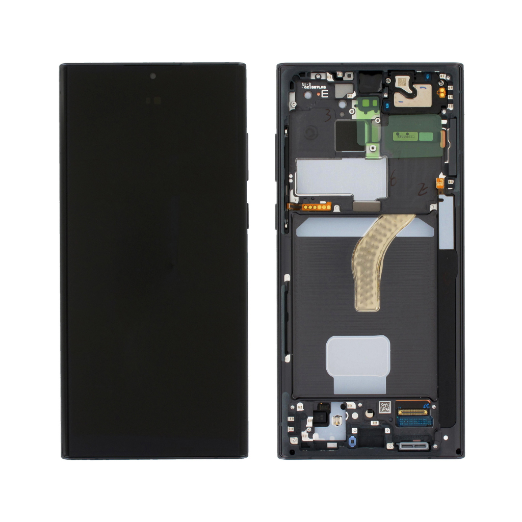 samsung galaxy s22 ultra original pulled oled assembly with frame (c grade) phantom black